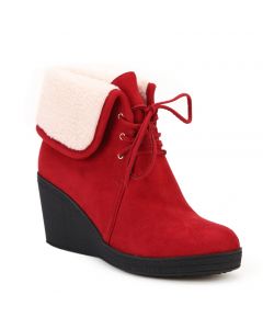 Shearling Boots Wedge Heels 2-Way Foldover Micro Suede Adult